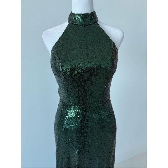 REVELRY Tori Fully Sequin Maxi Dress Sz 2 / XS – Halter Backless Gala Wedding - Picture 4 of 9